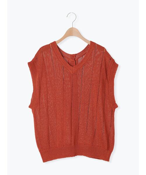 Samansa Mos2（サマンサ モスモス）の「テープヤーン前後2WAYベスト（ベスト・レディース・オレンジ/マスタード/ブラック/キナリ/モカ・F）」の15枚目の写真