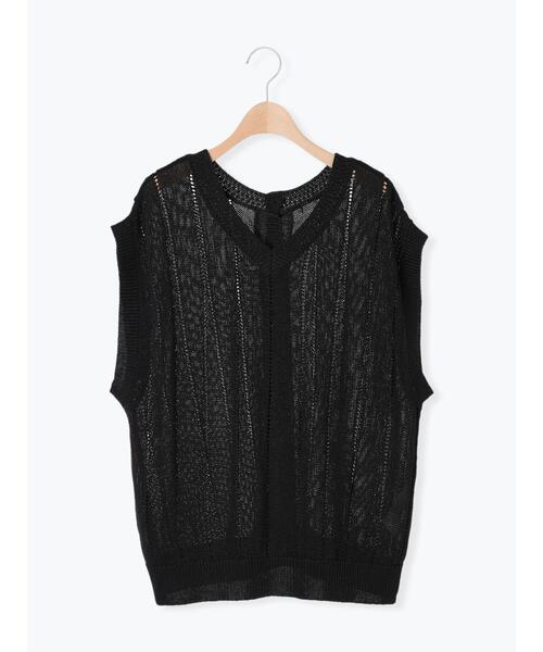 Samansa Mos2（サマンサ モスモス）の「テープヤーン前後2WAYベスト（ベスト・レディース・オレンジ/マスタード/ブラック/キナリ/モカ・F）」の14枚目の写真