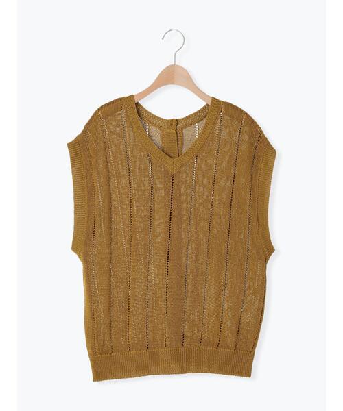 Samansa Mos2（サマンサ モスモス）の「テープヤーン前後2WAYベスト（ベスト・レディース・オレンジ/マスタード/ブラック/キナリ/モカ・F）」の13枚目の写真