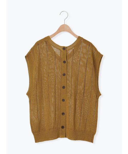 Samansa Mos2（サマンサ モスモス）の「テープヤーン前後2WAYベスト（ベスト・レディース・オレンジ/マスタード/ブラック/キナリ/モカ・F）」の6枚目の写真