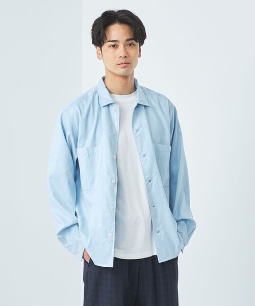 green label relaxing(グリーンレーベルリラクシング)の「スエードライク ボックス レギュラーカラー シャツ(シャツ/ブラウス・メンズ・モカ/ダークグレー/ライトブルー・S/L/M/XL)」の6枚目の写真