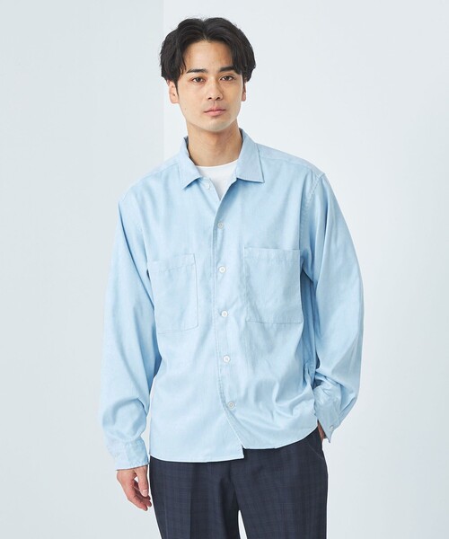 green label relaxing(グリーンレーベルリラクシング)の「スエードライク ボックス レギュラーカラー シャツ(シャツ/ブラウス・メンズ・モカ/ダークグレー/ライトブルー・S/L/M/XL)」の7枚目の写真