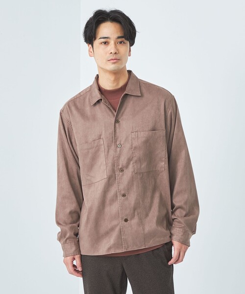 green label relaxing(グリーンレーベルリラクシング)の「スエードライク ボックス レギュラーカラー シャツ(シャツ/ブラウス・メンズ・モカ/ダークグレー/ライトブルー・S/L/M/XL)」の12枚目の写真