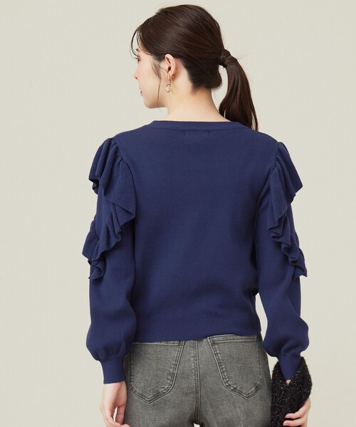 ANY SIS(エニィスィス)の「【洗える】フリルスリーブ ニット(ニット/セーター・レディース・ブラック系/ダルブルー系/ダークブラウン系・2)」の10枚目の写真