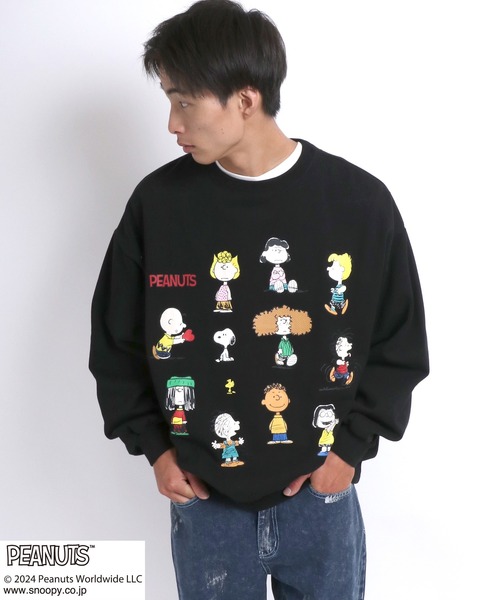 70's CHARLIE BROWN ブラック 黒 ツートンカラー スウェット セール】PEANUTS SNOOPY（ピーナッツ スヌーピー）オールスター
