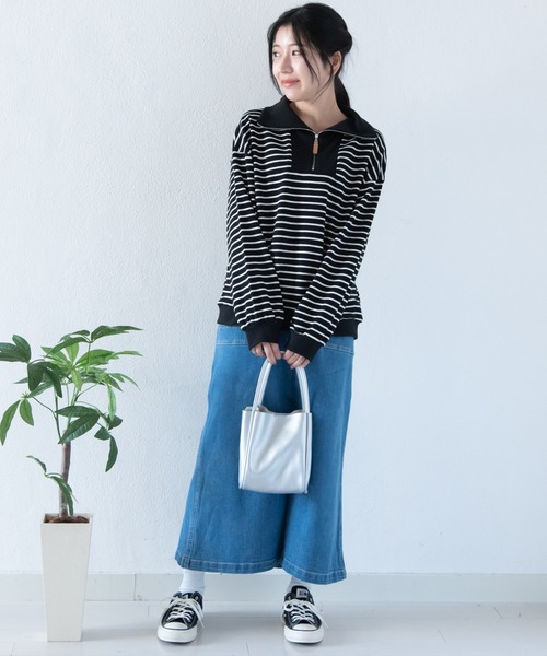 LOSUCA(ロスカ)の「10ozストレッチデニム ベイカースカート / ウエストゴム スリット ナチュラル フレンチ レトロ ヴィンテージ シティガール(デニムスカート・レディース・ネイビー/ブルー・FREE)」の13枚目の写真