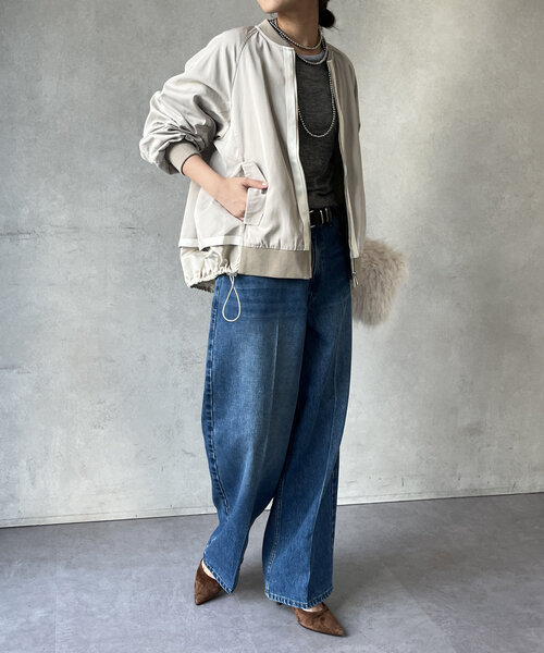 DouDou（ドゥドゥ）の「【WEB限定】バックフレアワークブルゾン（ブルゾン・レディース・カーキ/ブラック/ライトベージュ・FREE）」の16枚目の写真