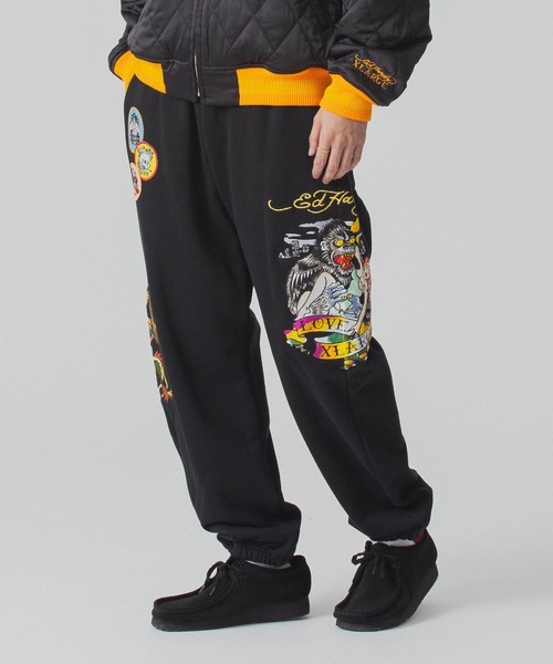 Ed Hardy エドハーディー スウェットパンツ 黒 ユニセックス Ed Hardy（エドハーディー）の「XLARGE×ED HARDY SWEAT PANTS