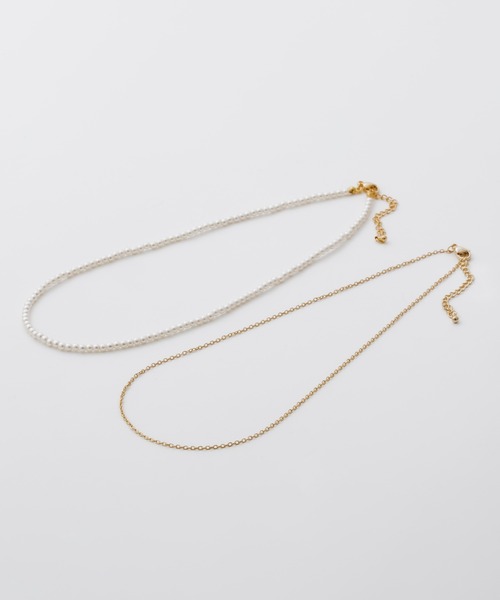 ciite' surgical stainless(シーテサージカルステンレス)の「【 金属アレルギー対応 】 パール & シンプルチェーンネックレス 2セット サージカルステンレス(ネックレス・レディース・シルバー/ゴールド・FREE)」の4枚目の写真