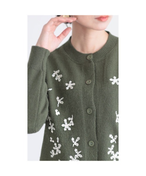 花刺繍ニットカーディガン（カーディガン/ボレロ）｜Sawa a la