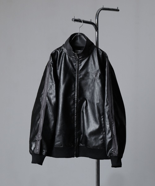 NILWAY（ニルウェイ）の「薔薇 刺繍 ライン フェイク レザージャケット（ブルゾン・メンズ・グレー系/ブラック系・MEDIUM/LARGE）」の12枚目の写真