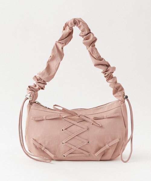 編み上げリボンデザイン シャーリングショルダーバッグ 2way