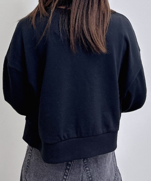 INGNI(イング)の「デニム貼付スウェットショートトップス(スウェット・レディース・ブラウン/ブラック/オートミール/杢グレー・M)」の12枚目の写真