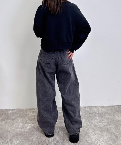 INGNI(イング)の「デニム貼付スウェットショートトップス(スウェット・レディース・ブラウン/ブラック/オートミール/杢グレー・M)」の17枚目の写真