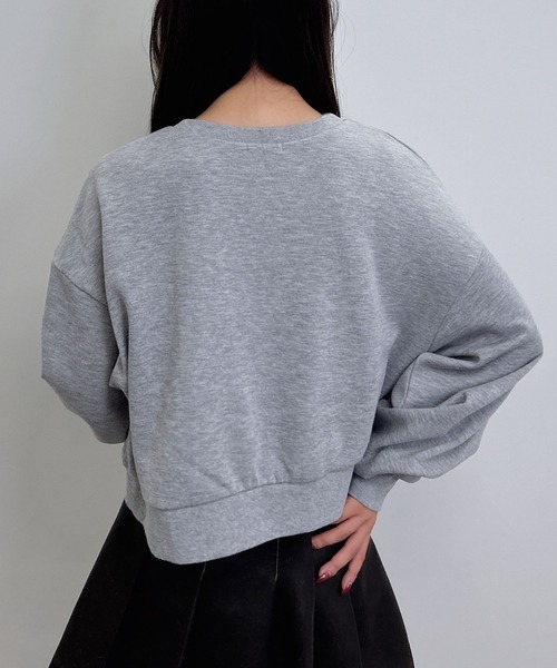 INGNI(イング)の「デニム貼付スウェットショートトップス(スウェット・レディース・ブラウン/ブラック/オートミール/杢グレー・M)」の21枚目の写真