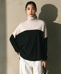 【洗える】 ヴィスコースワイド タートルネックプルオーバー