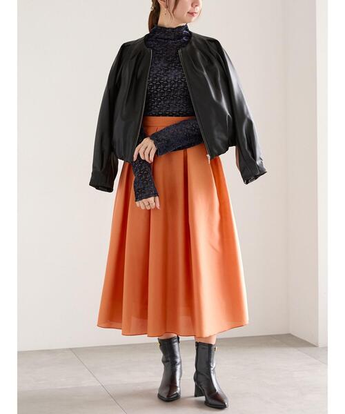 Te chichi（テチチ）の「シックスパンオーガンジーフレアスカート（スカート・レディース・ベージュ/ネイビー/オレンジ・F）」の7枚目の写真