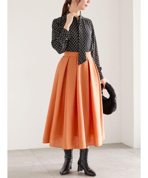 Te chichi（テチチ）の「シックスパンオーガンジーフレアスカート（スカート・レディース・ベージュ/ネイビー/オレンジ・F）」の8枚目の写真