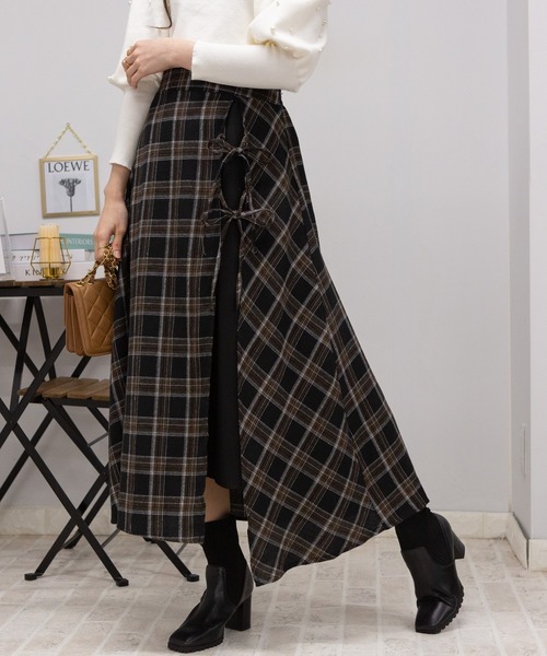 pumpkin port（パンプキンポート）の「W リボン チェック柄 スリット