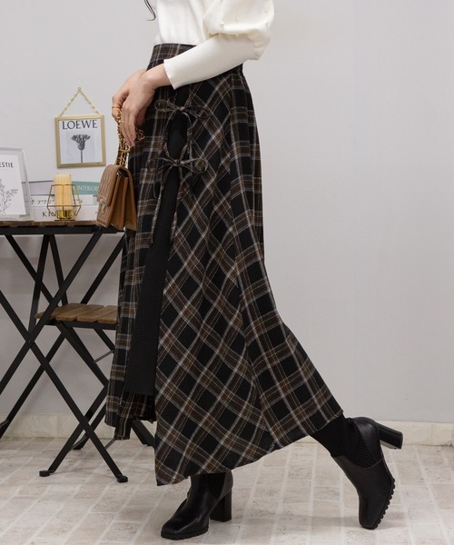 pumpkin port（パンプキンポート）の「W リボン チェック柄 スリット