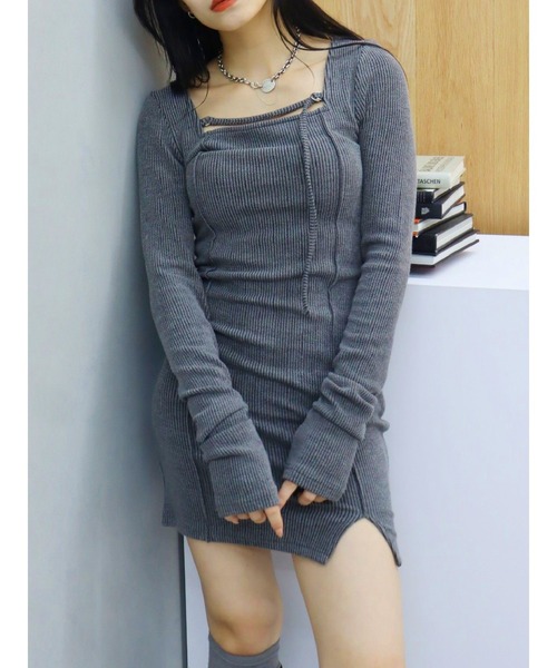 EVRIS（エヴリス）の「カットタイトミニワンピース（ワンピース・レディース・ブラック/アイボリー/グレー・FREE）」の11枚目の写真