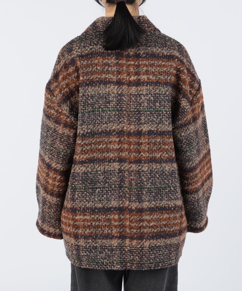 CECIL McBEE（セシルマクビー）の「ブークレチェックダブルジャケットコート（チェスターコート・レディース・オレンジ/ブラウン/ブルー・LARGE/MEDIUM）」の5枚目の写真