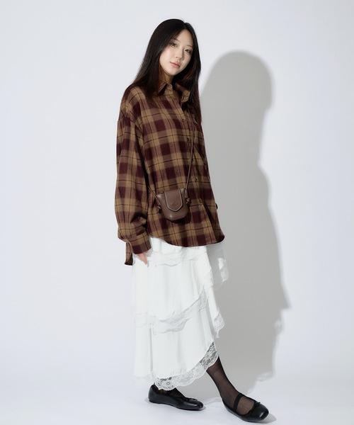 ALLuRing ChaRm（アリュリングチャーム）の「Plaid Shirt Jacket / チェック柄シャツジャケット ミニバッグ付き（シャツ/ブラウス・レディース・レッド/グリーン・FREE）」の6枚目の写真