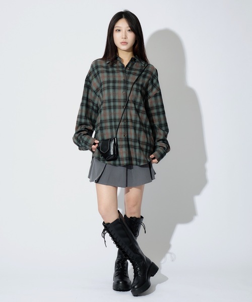 ALLuRing ChaRm（アリュリングチャーム）の「Plaid Shirt Jacket / チェック柄シャツジャケット ミニバッグ付き（シャツ/ブラウス・レディース・レッド/グリーン・FREE）」の12枚目の写真