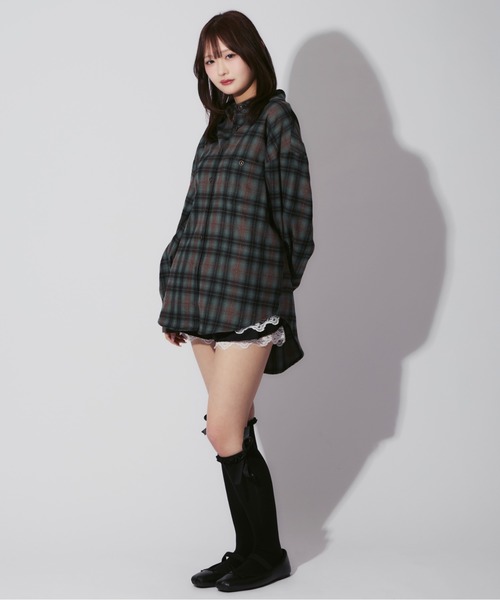 ALLuRing ChaRm（アリュリングチャーム）の「Plaid Shirt Jacket / チェック柄シャツジャケット ミニバッグ付き（シャツ/ブラウス・レディース・レッド/グリーン・FREE）」の21枚目の写真