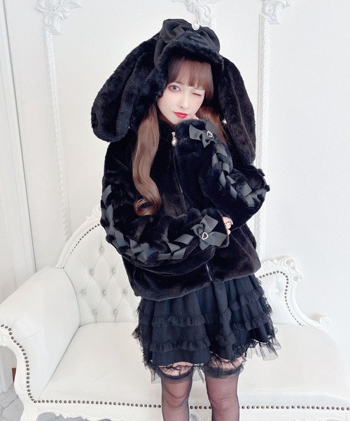 【セール】りぼん付きフードうさみみファ-コート（その他アウター）｜MA*RS（アメーバーマーズ）