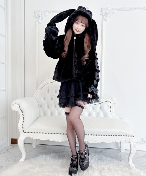 【セール】りぼん付きフードうさみみファ-コート（その他アウター）｜MA*RS（アメーバーマーズ）