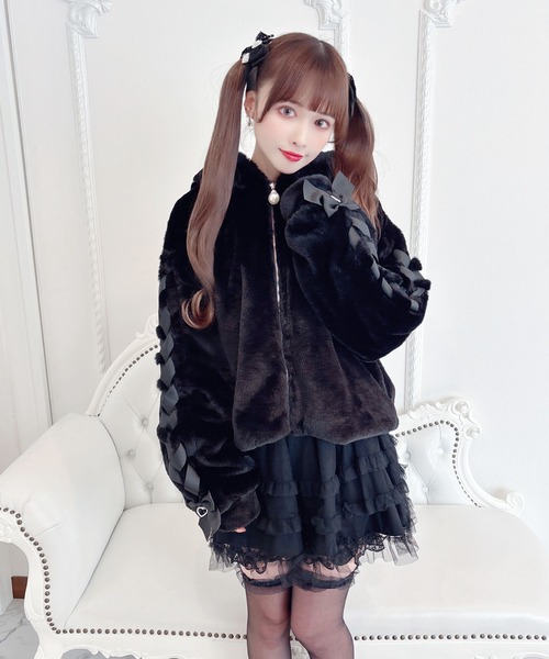 【セール】りぼん付きフードうさみみファ-コート（その他アウター）｜MA*RS（アメーバーマーズ）