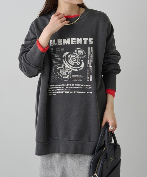 【セール】ヴィンテージライクスペースプリント裏起毛BIGスウェット（スウェット）｜PUAL CE CIN（ピュアルセシン）