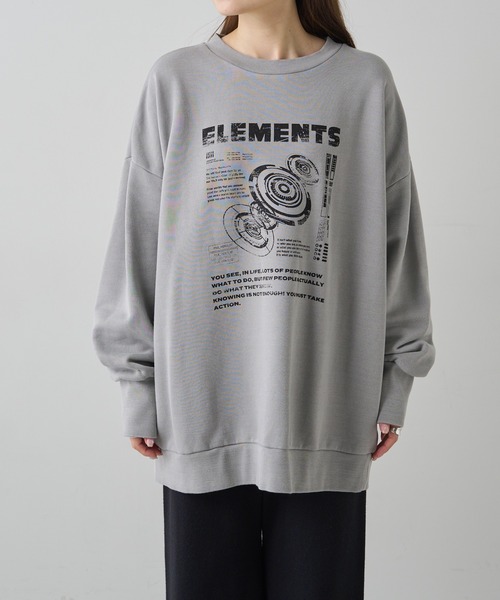 【セール】ヴィンテージライクスペースプリント裏起毛BIGスウェット（スウェット）｜PUAL CE CIN（ピュアルセシン）