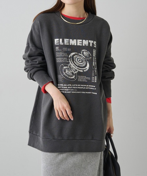 【セール】ヴィンテージライクスペースプリント裏起毛BIGスウェット（スウェット）｜PUAL CE CIN（ピュアルセシン）