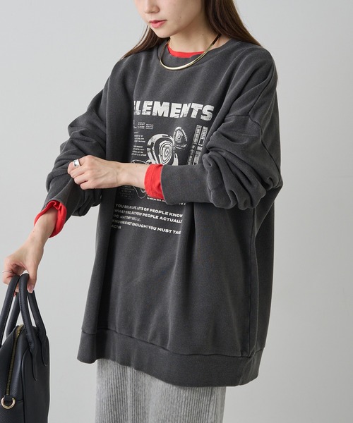 【セール】ヴィンテージライクスペースプリント裏起毛BIGスウェット（スウェット）｜PUAL CE CIN（ピュアルセシン）