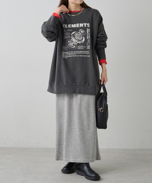 【セール】ヴィンテージライクスペースプリント裏起毛BIGスウェット（スウェット）｜PUAL CE CIN（ピュアルセシン）