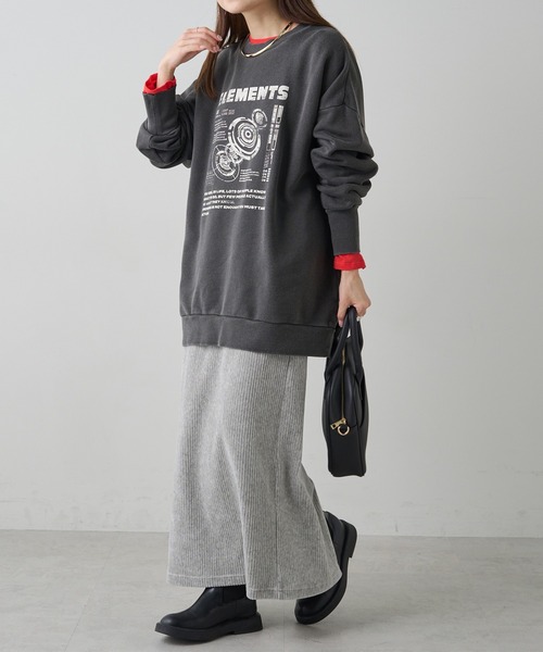 【セール】ヴィンテージライクスペースプリント裏起毛BIGスウェット（スウェット）｜PUAL CE CIN（ピュアルセシン）