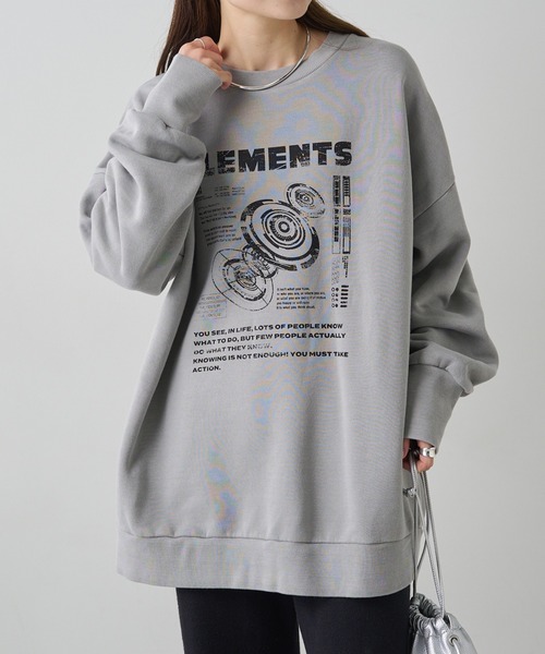 【セール】ヴィンテージライクスペースプリント裏起毛BIGスウェット（スウェット）｜PUAL CE CIN（ピュアルセシン）