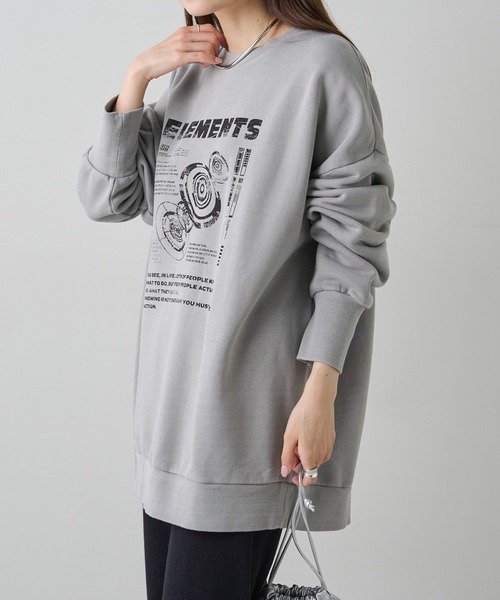 【セール】ヴィンテージライクスペースプリント裏起毛BIGスウェット（スウェット）｜PUAL CE CIN（ピュアルセシン）