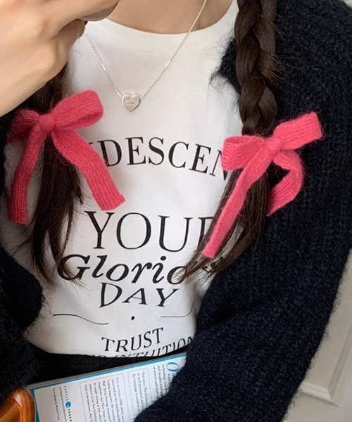 Nia（ニア）の「Nia(ニア)/【2set】ニットリボンヘアピン（ヘアピン・レディース・レッド/アイボリー/ブラック/ピンク・FREE）」の4枚目の写真