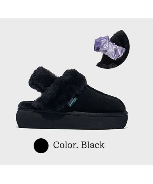 ROCKFISH WEATHERWEAR（ロックフィッシュウェザーウェア）の「Rockfish Weatherwear/ロックフィッシュ ウェザーウェア/CLOUDY FLATFORM FUR SLINGBACK（ブーツ・レディース・ブラック/グレー/キャメル・23/24/25）」の14枚目の写真