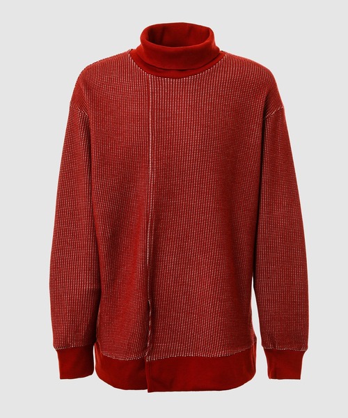 Urig（ウーリッヒ）の「WOOL WAFFLE PIN TUCK TURTLE NECK PO（その他トップス・メンズ・サックスブルー/レッド・2）」の2枚目の写真