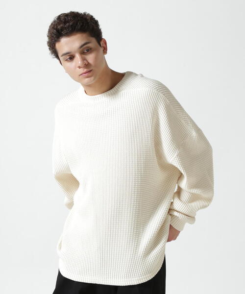 ROYAL FLASH(ロイヤルフラッシュ)の「A.F ARTEFACT/エーエフ・アーティファクト/Heavy Waffle Over Size Top(Tシャツ/カットソー・メンズ・ブラック/ホワイト・2/1)」の6枚目の写真