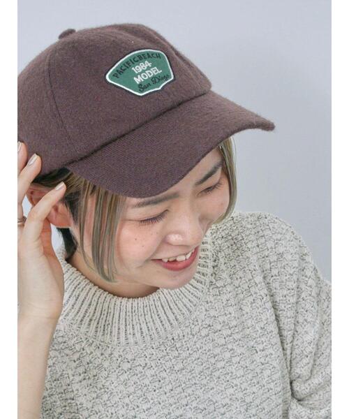 Samansa Mos2 blue（サマンサモスモスブルー）の「パイルワッペンキャップ（ハット・レディース・ブラウン/ネイビー/ボルドー・F）」の2枚目の写真