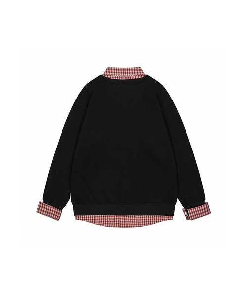「HOOK」for　girls　チェック柄シャツ+無地カーデレイヤード風トップス レディース aimoha｜【HOOK】for girls チェック柄シャツ+無地カーデ