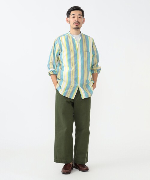 BEAMS PLUS（ビームスプラス）の「ジャカード バンドカラー シャツ クラシック フィット（シャツ/ブラウス・メンズ・ネイビー/イエロー・L/M/S/XL）」の3枚目の写真