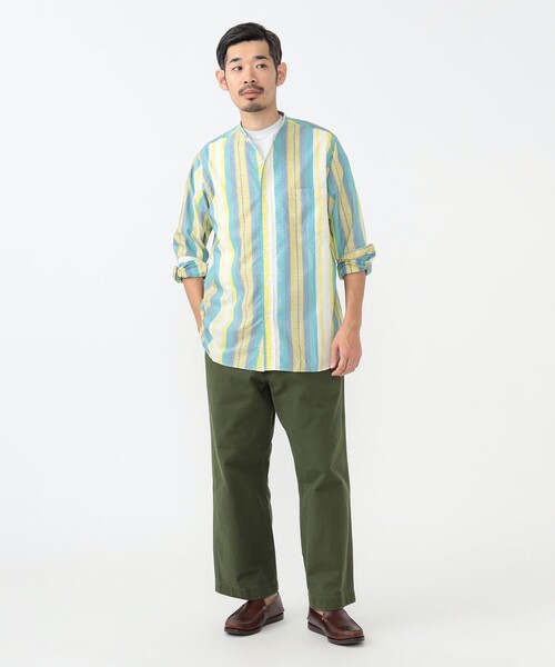 BEAMS PLUS（ビームスプラス）の「ジャカード バンドカラー シャツ クラシック フィット（シャツ/ブラウス・メンズ・ネイビー/イエロー・L/M/S/XL）」の4枚目の写真