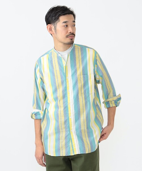 BEAMS PLUS（ビームスプラス）の「ジャカード バンドカラー シャツ クラシック フィット（シャツ/ブラウス・メンズ・ネイビー/イエロー・L/M/S/XL）」の7枚目の写真