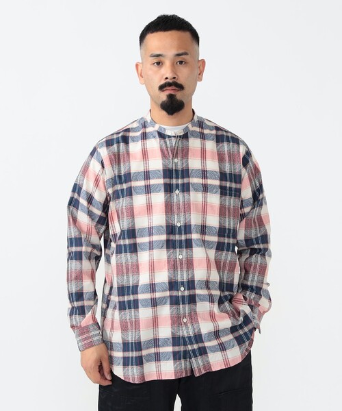 BEAMS PLUS（ビームスプラス）の「ジャカード バンドカラー シャツ クラシック フィット（シャツ/ブラウス・メンズ・ネイビー/イエロー・L/M/S/XL）」の9枚目の写真